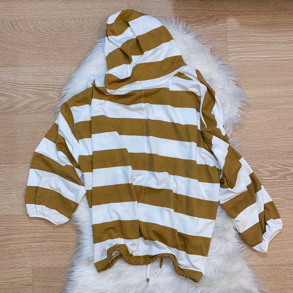 {aerie} striped hoodie • mustard/white • size large - Picture 5 of 5